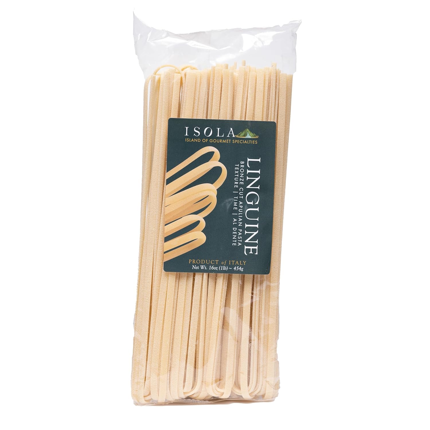 Isola Italian Bronze Cut Linguine Pasta 16 oz – Dry Artisan Pasta Made with 100% Durum Wheat Semolina from Puglia, Rough Texture for Sauce Retention, Ideal for Chefs and Culinary Applications
