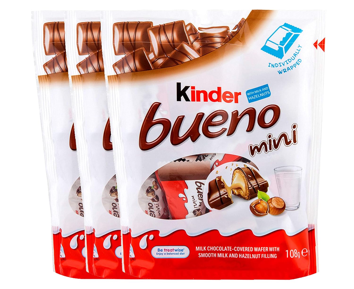 Kinder Bueno Mini Bites - 3 x 108g/3.81oz - Wafers With Hazelnut Filling