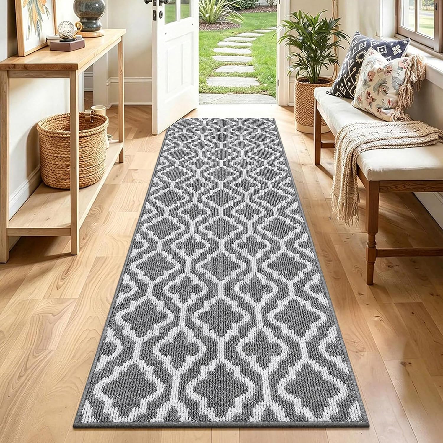 SHACOS Grey Hallway Runner Rug Non Slip 60x180 cm, Washable Hall Runners