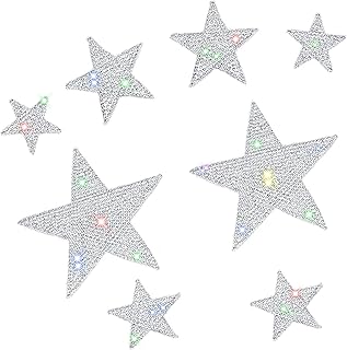 Frienda 8 Pieces Rhinestone Star Stickers Bling Car Decals Crystal Self Adhesive Diamond Car Stickers Glitter Auto Emblem Decals Stickers Decoration for Cars Bumper Window Laptops Luggage