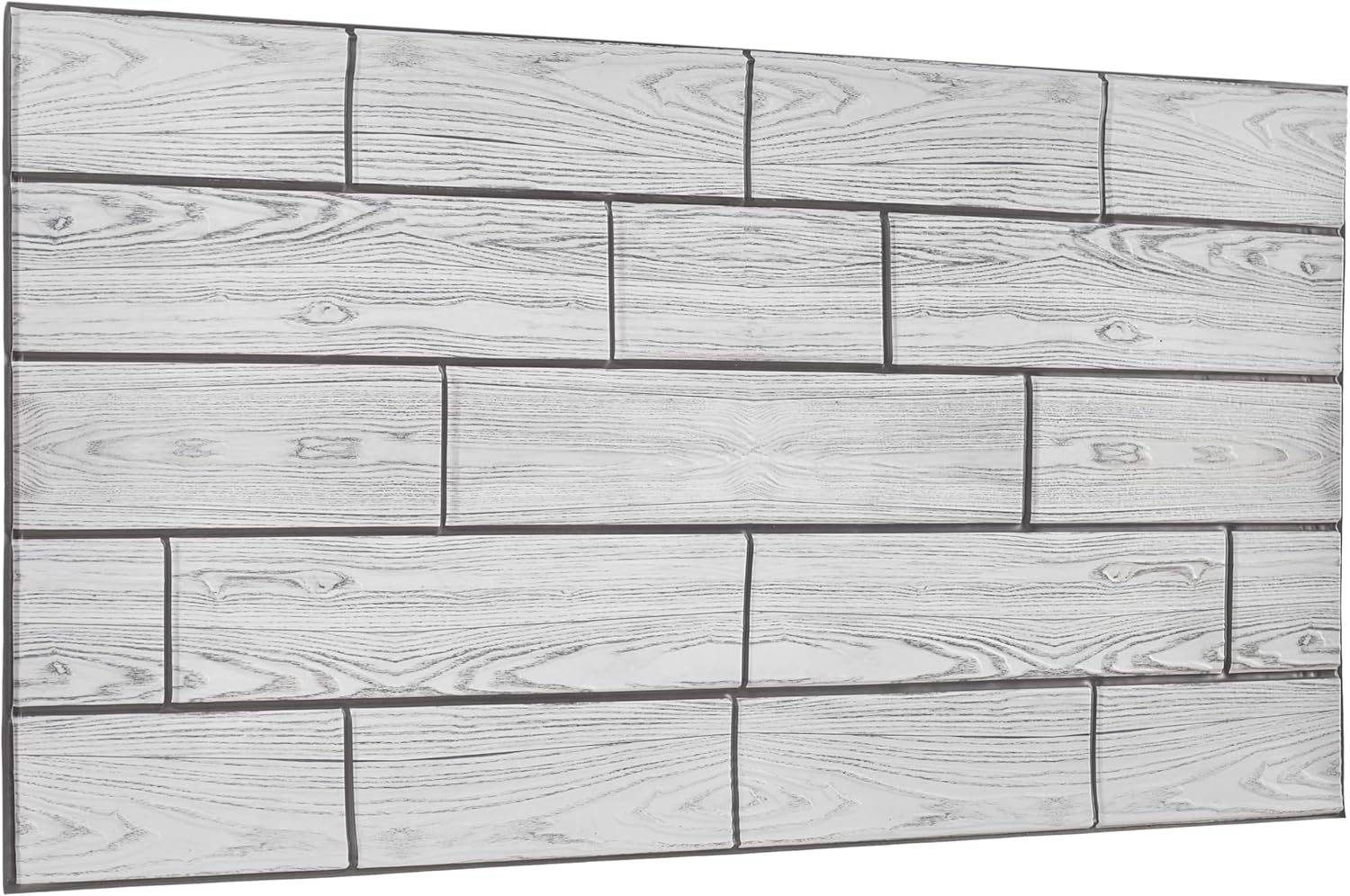 Faux Wood 3D Wall Panels 37.8’’ x 18.9’’ - 10 Sheets, Covers 4.6 sqm / 49.6 sq ft - Decorative Artificial PVC Wall Panels for Cladding - Kitchen, Living Room, Bedroom, Office - Grayscale Wood Texture