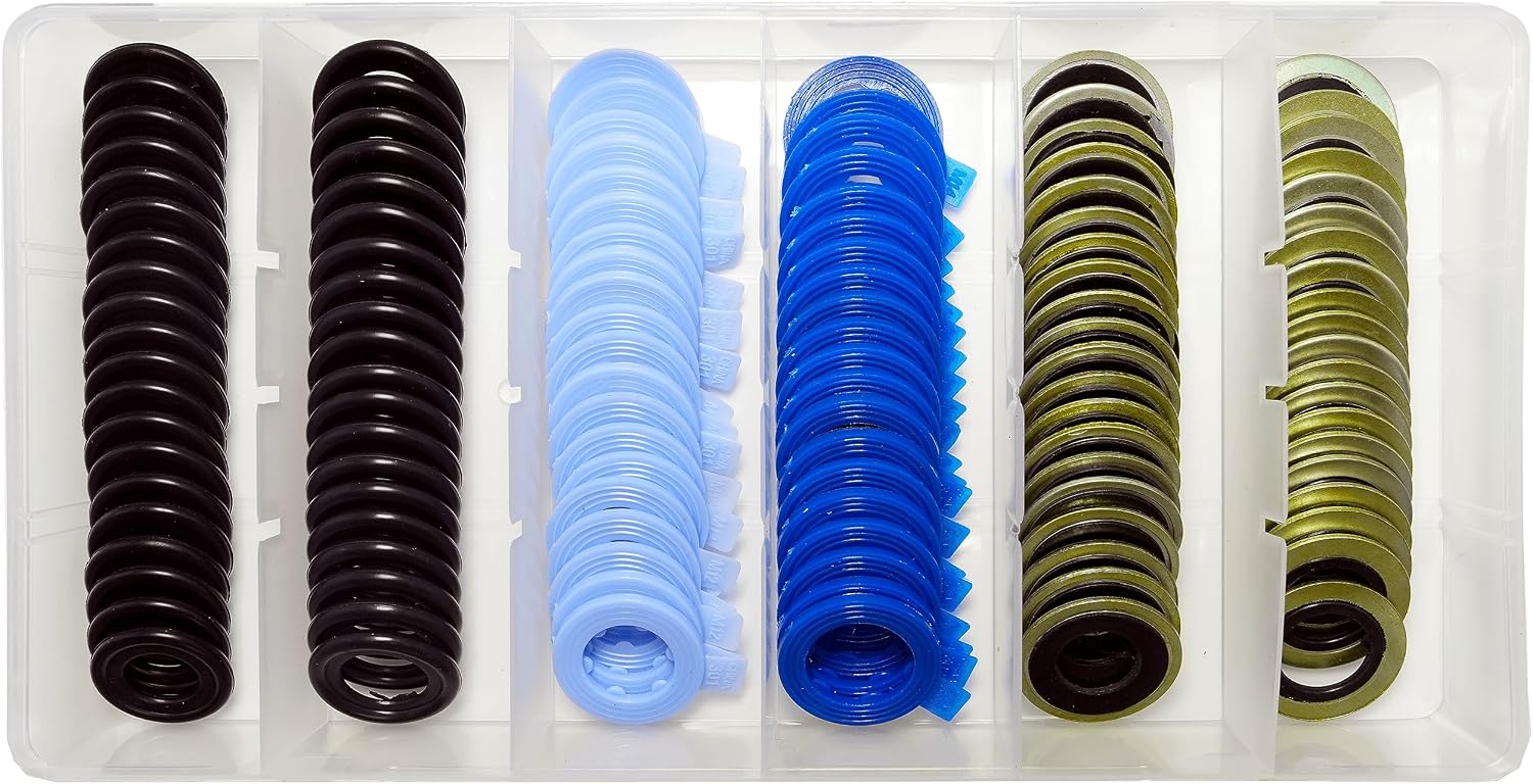 120PCS 6 Sizes Oil Drain Plug Gaskets Assortment Kits, Fit M12 M14 For FORD, replace 097-119, 097-139, 097-116, 097-118, 097-021, 097-025