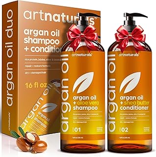 Argan Oil Shampoo and Conditioner Set - Sulfate-Free Formula with Nourishing Moroccan Oil and Keratin -for All Hair, Curly or Straight - Hydrate Repair Defy Frizz for Salon-like Results!16 Fl Oz 2 PK