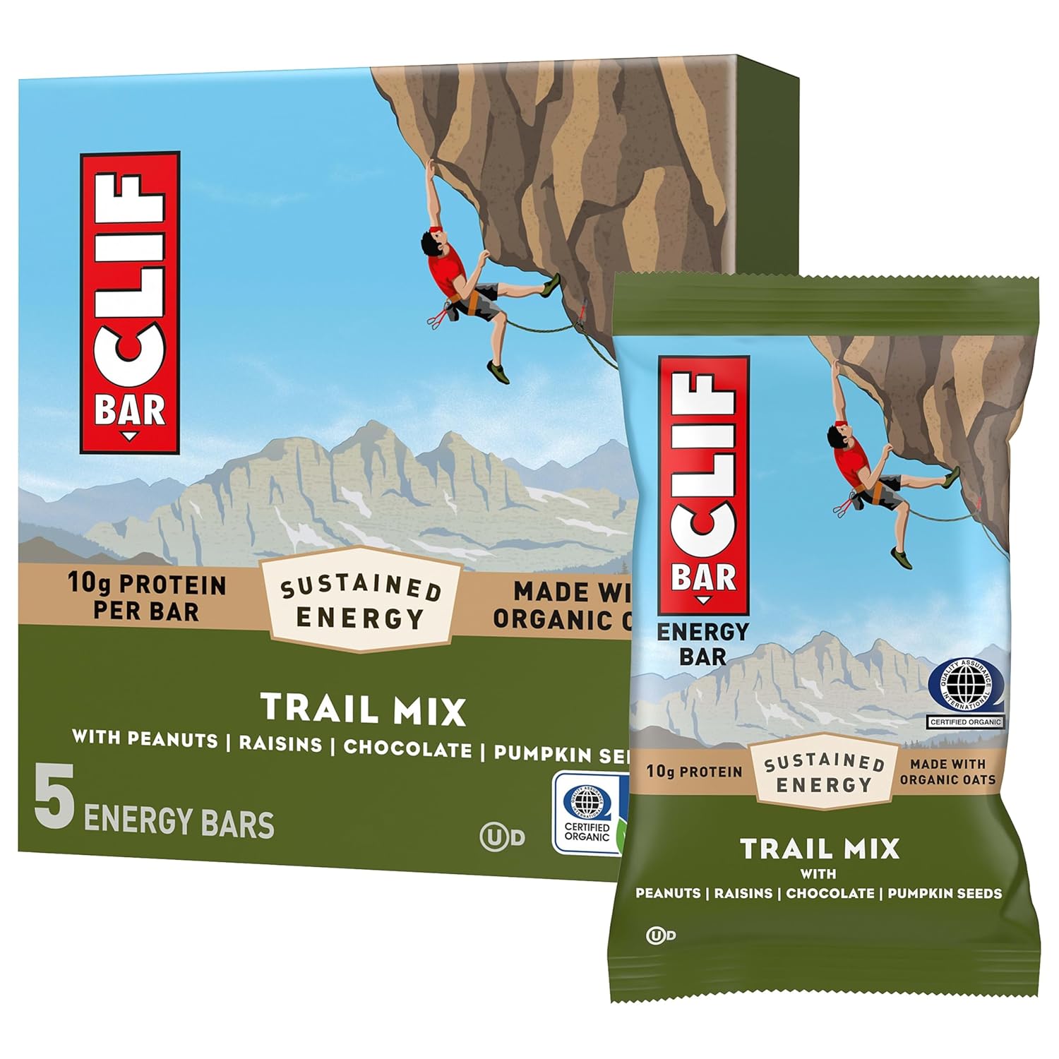 CLIF BAR - Energy Protein Bars - Trail Mix - Made with Organic Oats - Energy Bars - Non-GMO - (5 Pack)