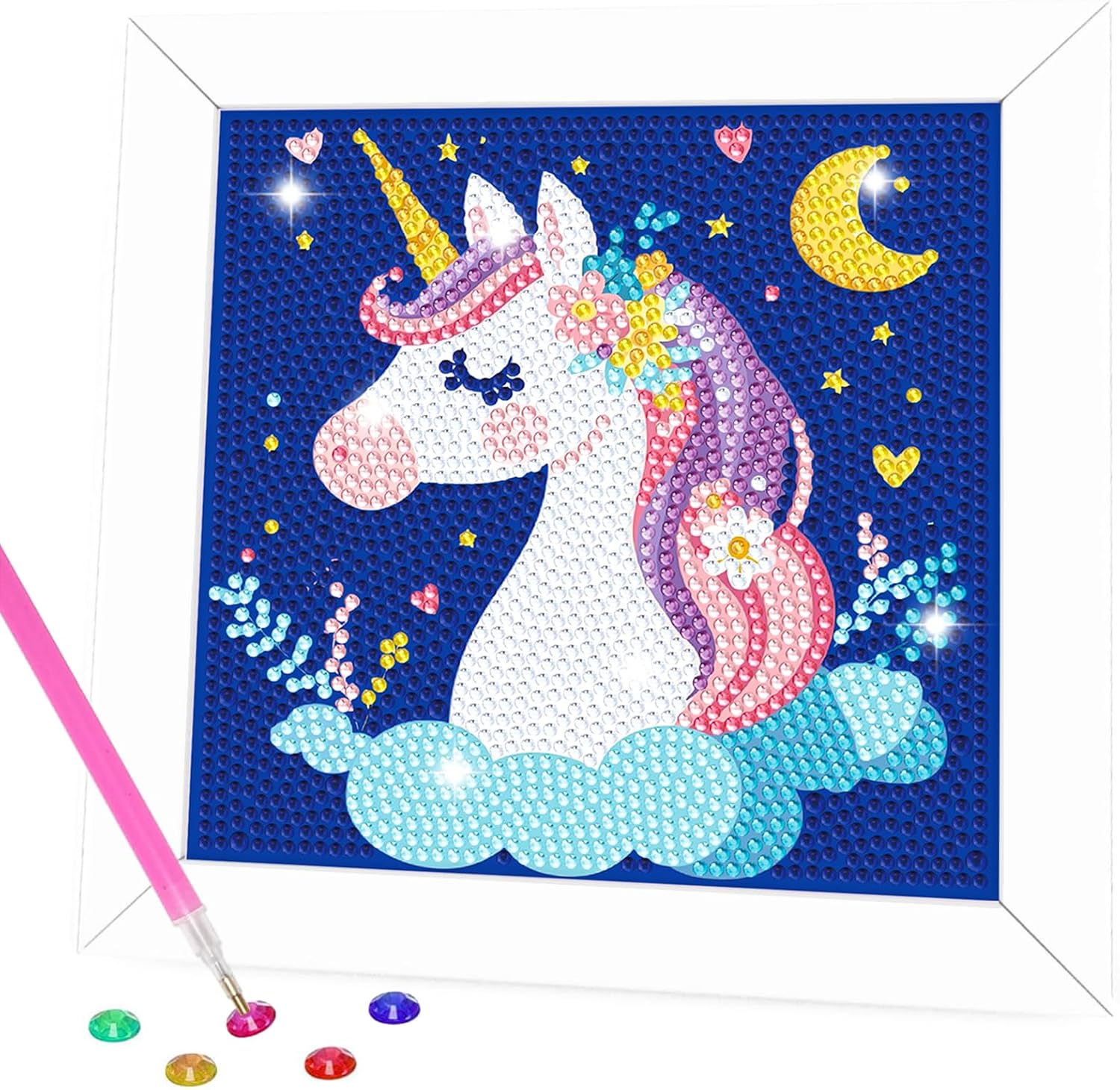 Diamond Art Kits with Wooden Frame - Arts and Crafts - Dimond Art Painting by Numbers - GEM Art for Beginners Adult Home Wall Decor