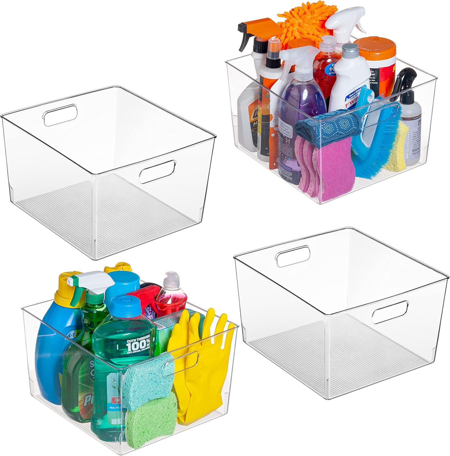 ClearSpace Plastic Storage Bins – XL 4 Pack Perfect Kitchen Organization or Pantry Storage – Fridge Organizer, Pantry Organization and Storage Bins, Cabinet Organizers