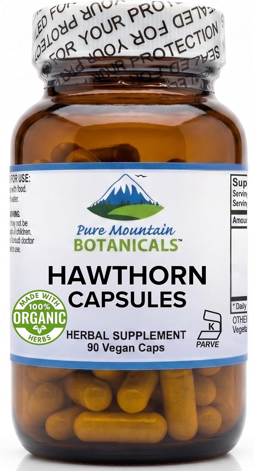 Pure Mountain Botanicals Hawthorn Berry Capsules - 1000mg Organic