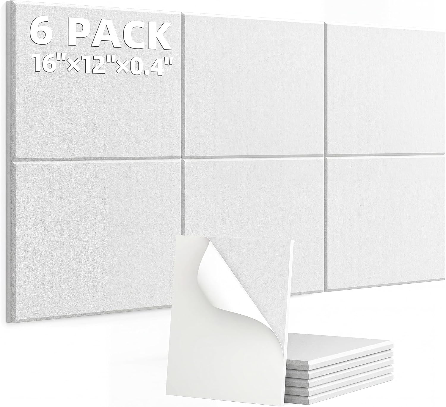 HyFanStr White Sound Proofing Panels, 6 Pack Self-Adhesive Acoustic Panels
