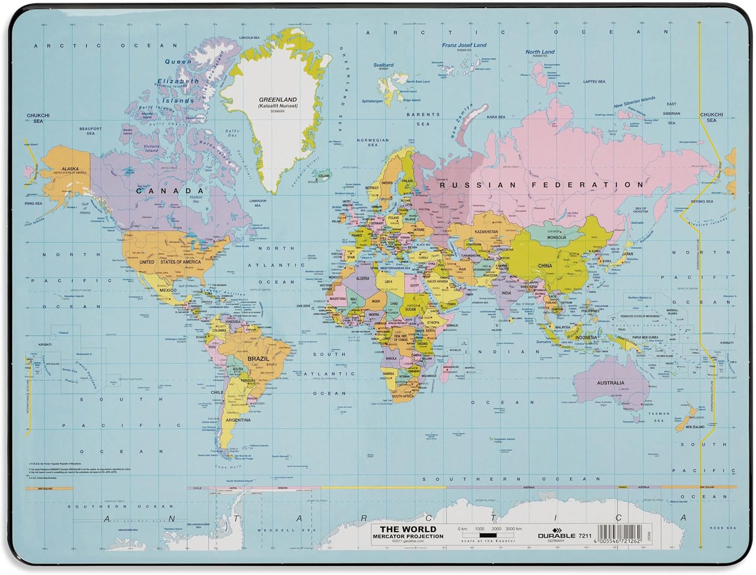 Durable Desk Mat with Coloured World Map | 53 x 40cm | Pack of 1 | Comfortable to Use | Ideal for Schools, Home Offices, Etc.