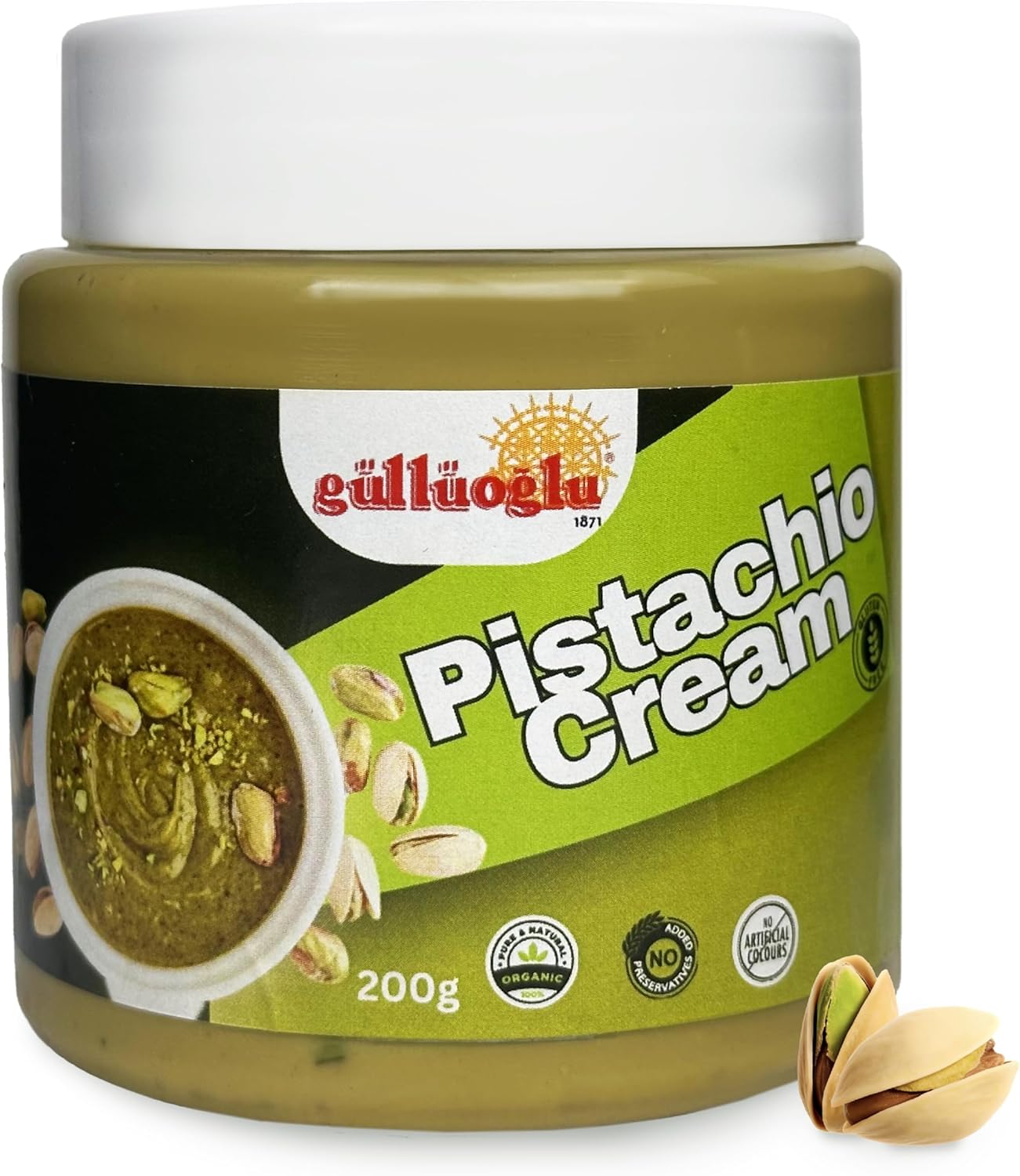 Gulluoglu Pistachio Cream, Pistachio Butter, Best for dubai chocolate, Turkish Premium Pistachios Cream 7 oz, 200 g Perfect Taste For Dubai Chocolate