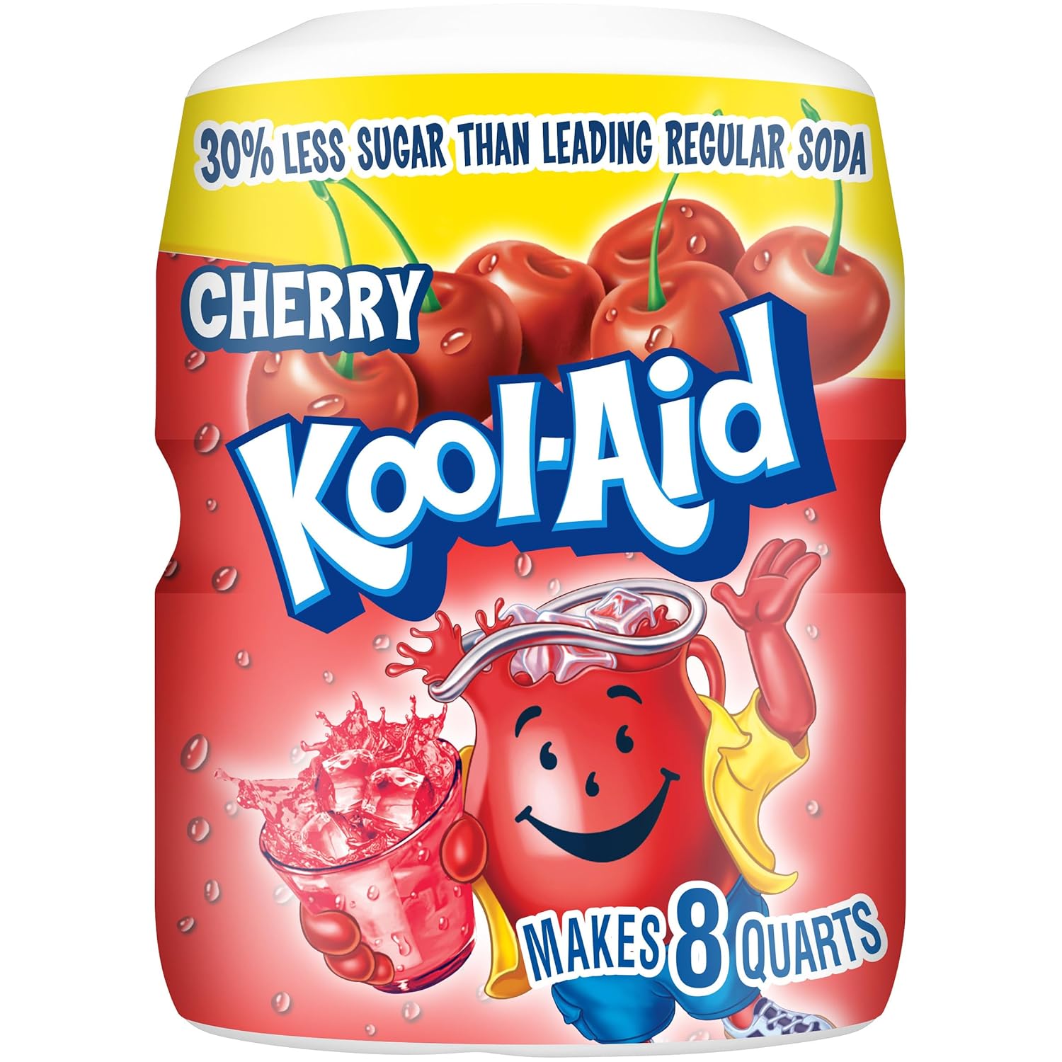 Kool-Aid Sugar-Sweetened Cherry Powdered Soft Drink Mix, 19 oz Canister