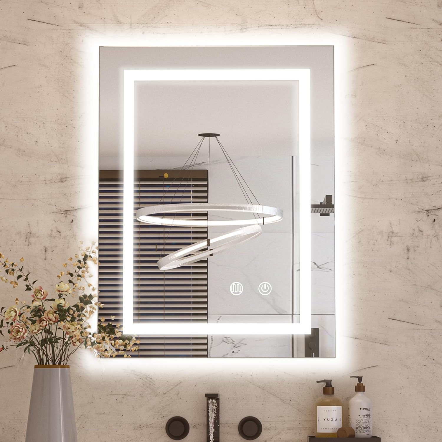 20"x28" LED Bathroom Mirror with Lights, Front Light and Backlit, 3 Colors Dimmable Led Vanity Mirror for Bathroom, Anti-Fog, Memory, Double LED Wall Mirrors with Tempered Glass(Horizontal/Vertical)