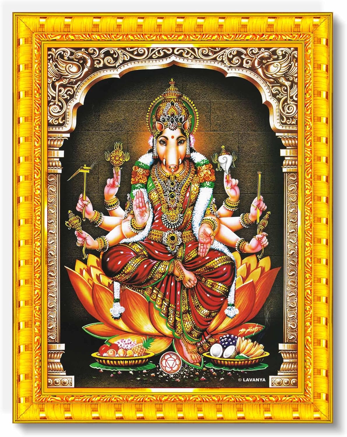 Pavan Photo Laminations Varahi Amman Photo Frame Wall Painting Framed Home Decor (Wood,Matte,Gold,Small Size,6 x 8 Inch) R1608S