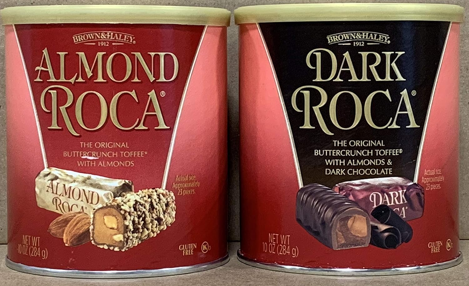 KC Commerce Almond Roca 10 Ounce Canister Variety Pack (Original and Dark Roca)