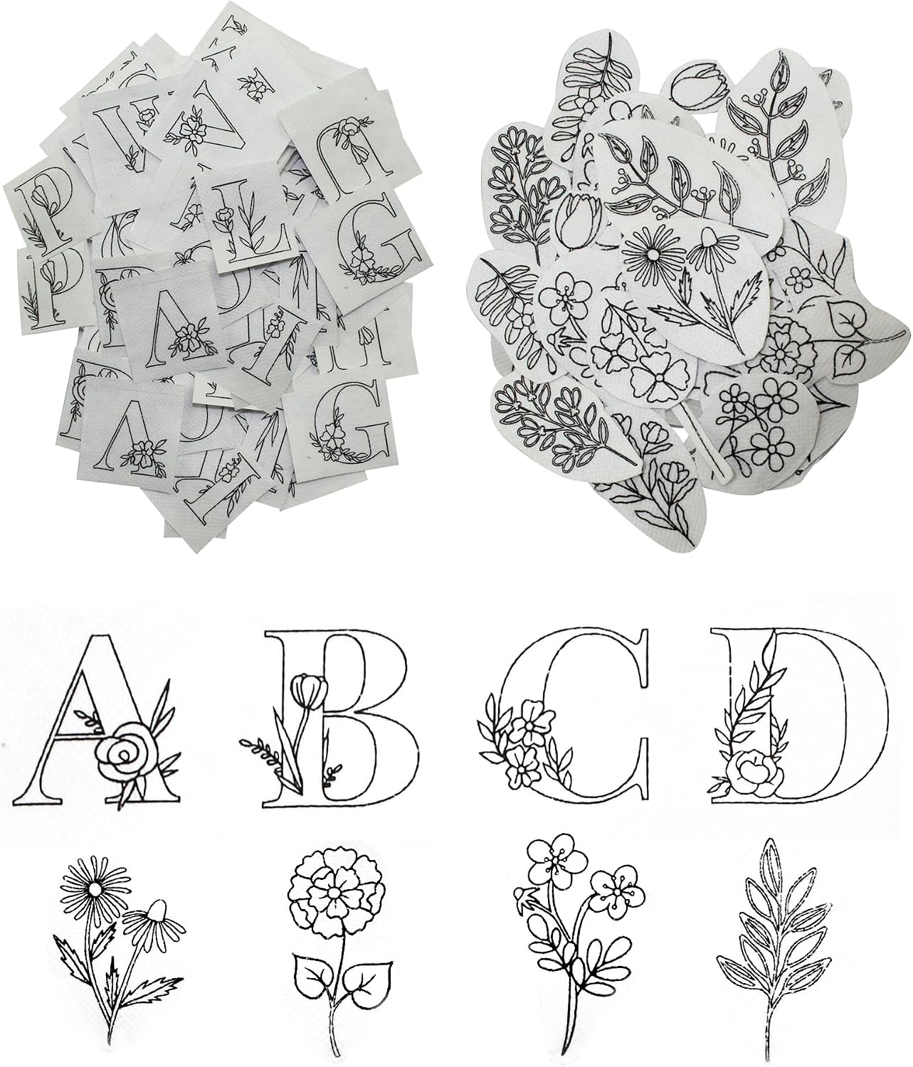 102pcs Water Soluble Hand Sewing Stabilizers,Embroidery Stick and Stitch Embroidery Paper Wash Away Stabilizers,for Embroidery Stabilizers Flower Patterns,for Hand Sewing Lover Beginners.letter&Flower