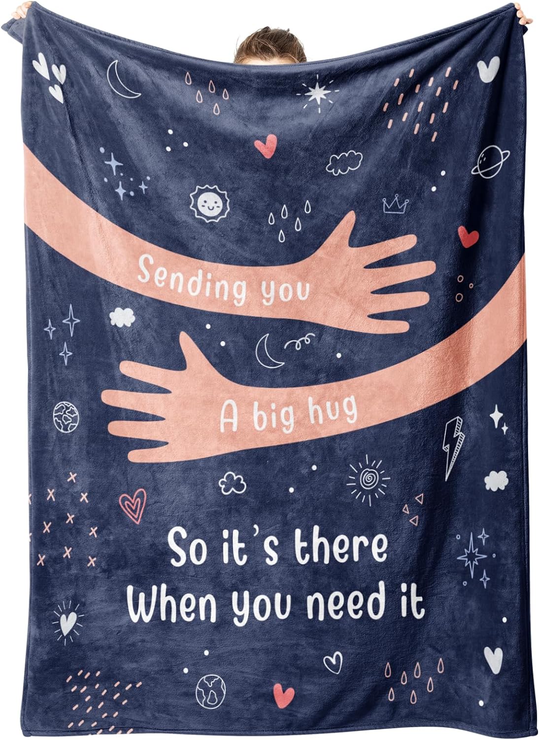 Afterprints Get Well Gifts for Women Men, Hug/Healing Blanket, Thinking of You/Cancer Care/Sympathy/After Surgery Gifts for Friends, Sister, Coworkers, Soft Throw Blankets 50'' x 60''