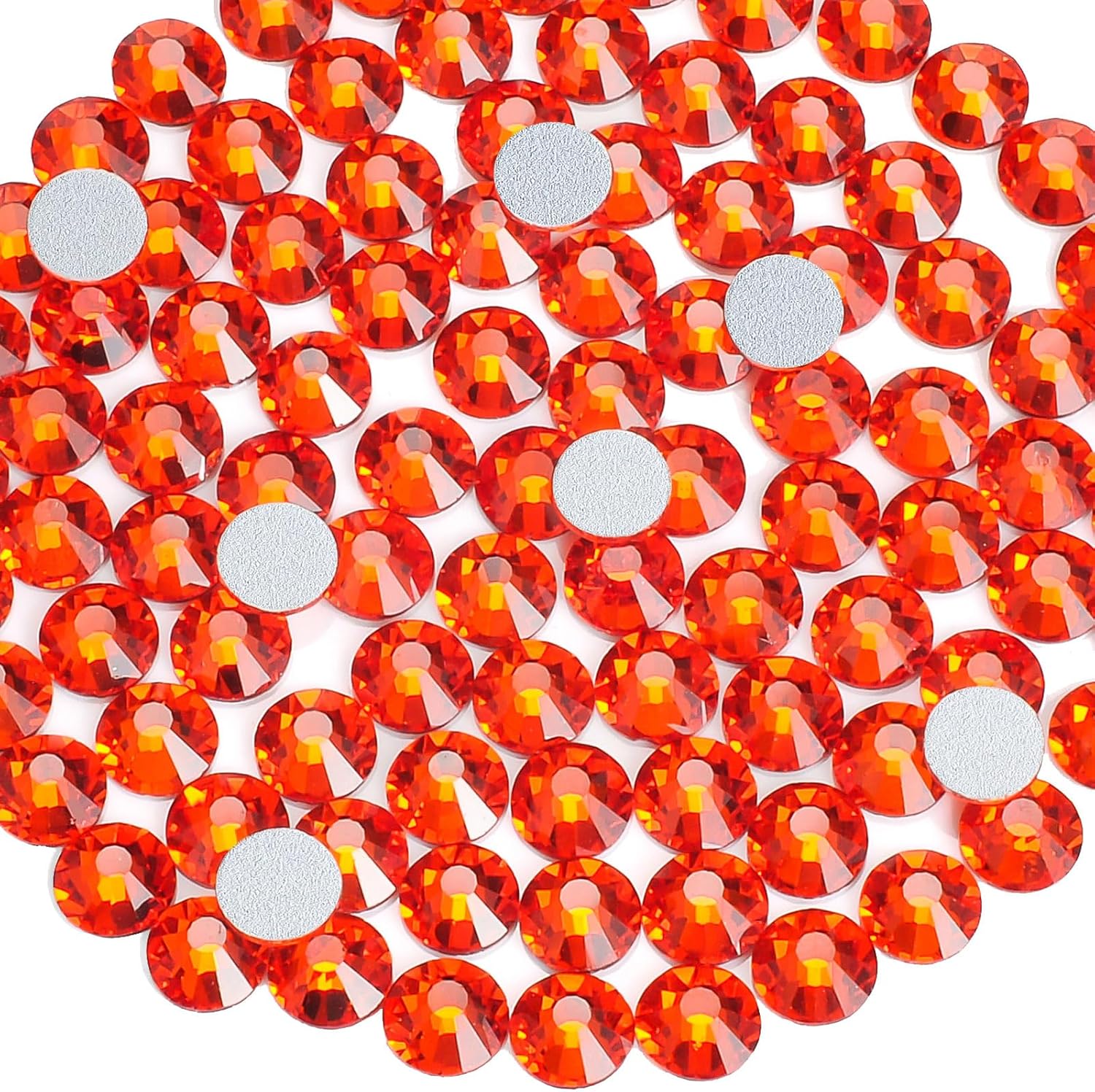 1440pcs Flat Back Rhinestones Glitter Round Crystal Gems Glass Rhinestones for Crafts Nail Art Clothes Shoes DIY Decorations, Orange, SS10, 2.7-2.9mm