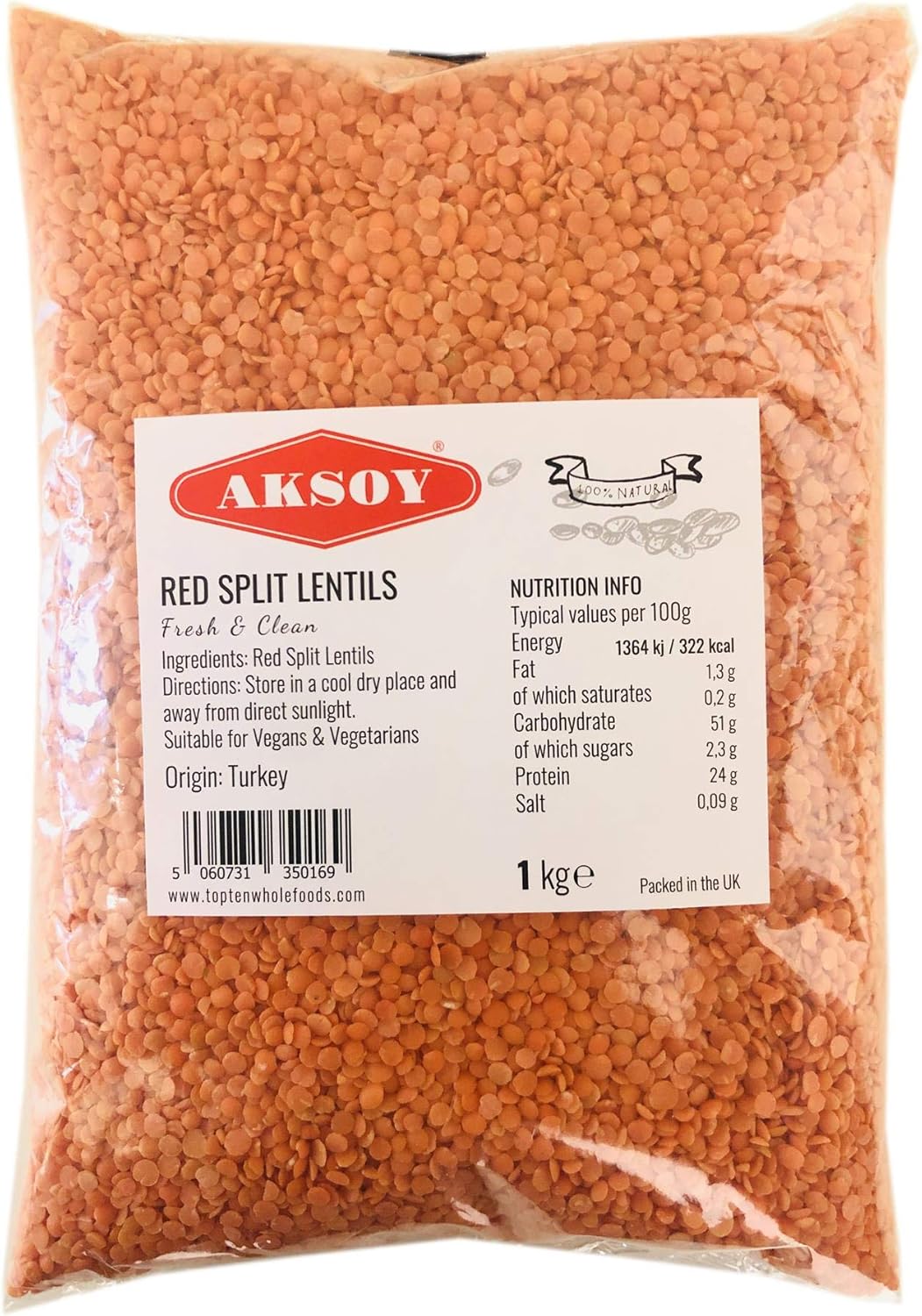 Aksoy Premium Quality Red Split Lentils 1KG