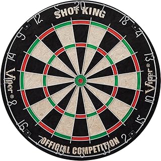 Viper by GLD Products Shot King Regulation Bristle Steel Tip Dartboard Set with Bullseye Metal Radial Spider Wire Compressed Sisal Board with Rotating Number Ring Includes 6 Darts Black