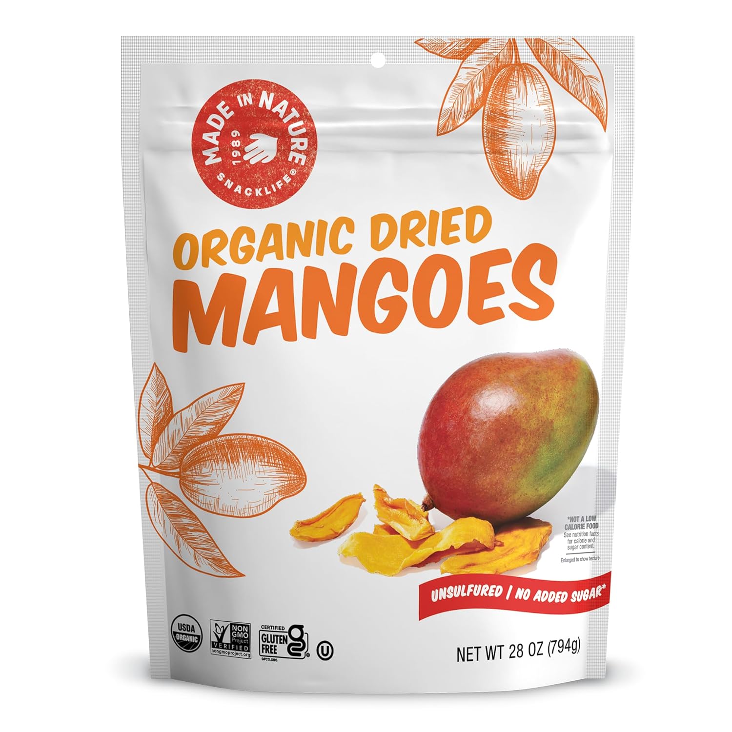 Made In Nature Organic Dried Mangoes, 28 Ounce (Pack of 1) – Vegan Snack, Non-GMO, Unsulfured, Gluten Free, Kosher