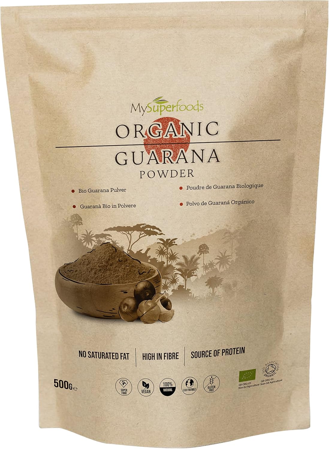 MySuperfoods Organic Guarana Powder 500g, Natural Wholefood Source of Caffeine