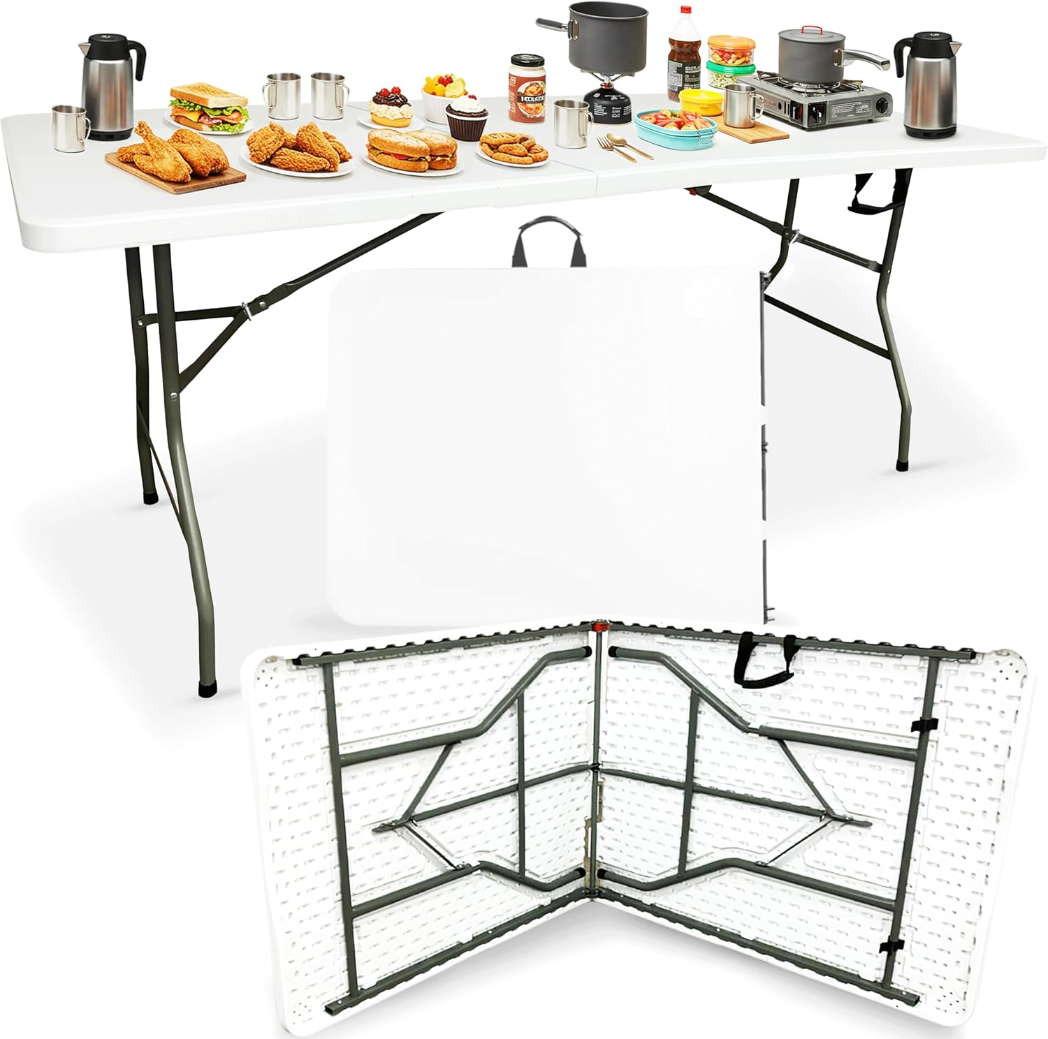 BuildRapido 6ft Folding Heavy Duty Trestle for Outdoor BBQ Picnic Party Garden Tables, White, 180 x 70 x 74 cm, BRF001