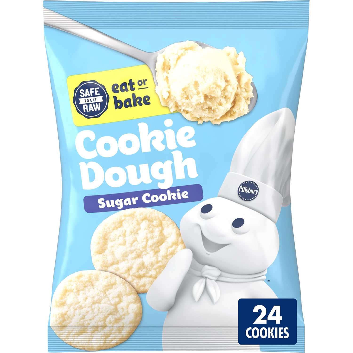 Pillsbury Ready to Bake Refrigerated Sugar Cookie Dough, Makes 24 Cookies, 16 oz