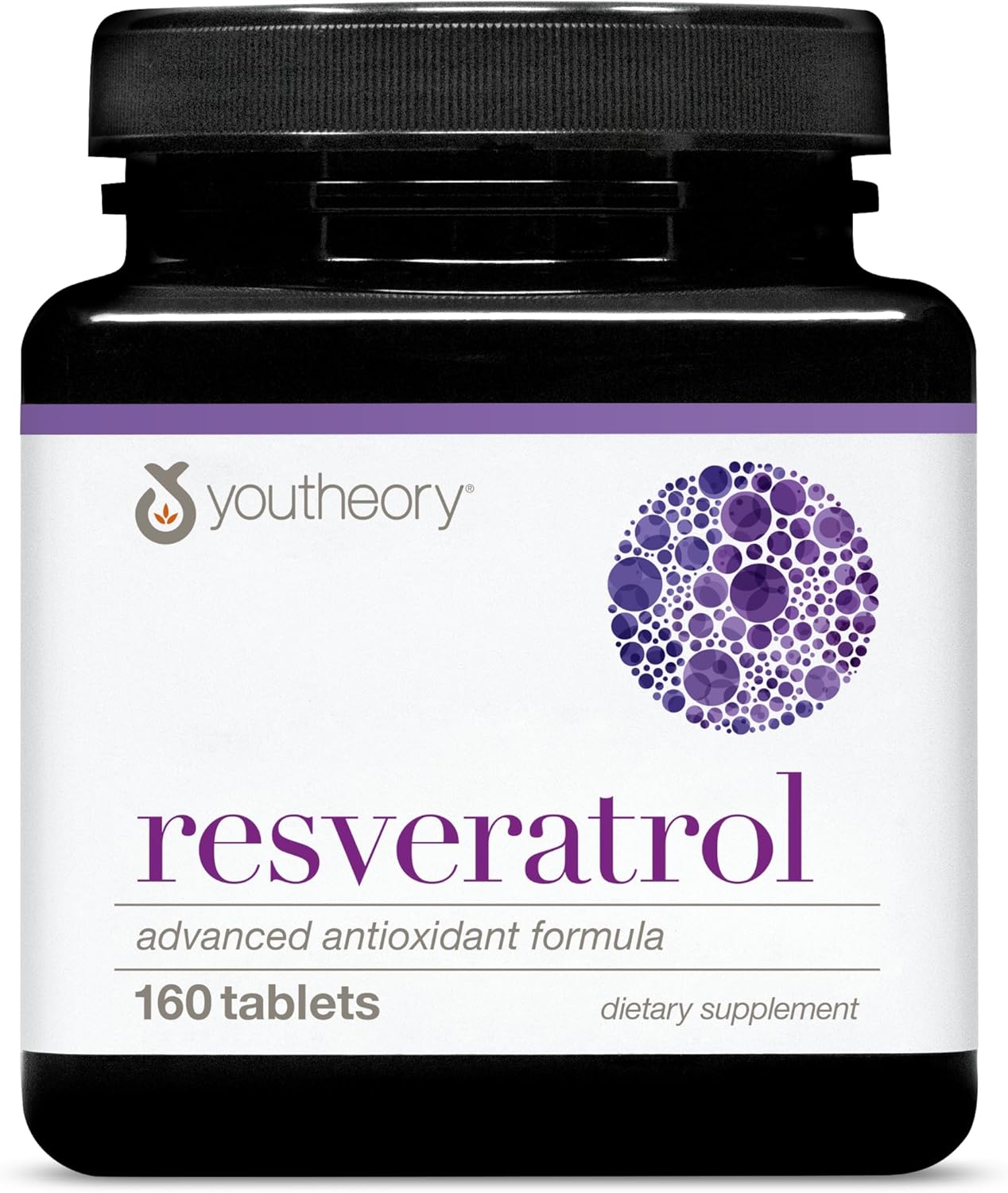 Youtheory Resveratrol Advanced Antioxidant Formula - Premium Antioxidant Supplement with Super-Fruit Blend - Contains ResVida - Dairy, Soy & Gluten Free - 160 Tablets
