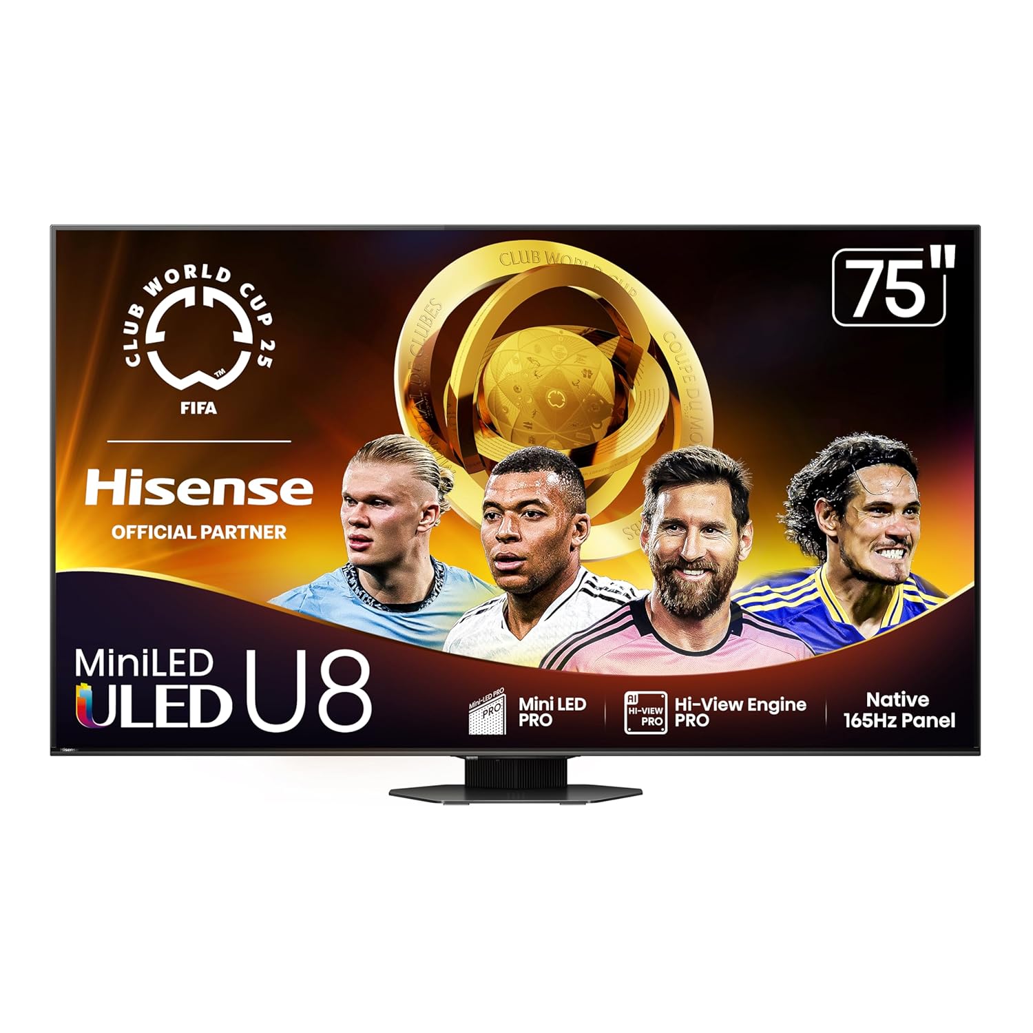 Hisense 75" Class U8 Mini-LED ULED 4K UHD Google Smart TV (75U8QG, 2025 Model) - QLED, Native 165Hz, VRR 288, Up to LD5600, 5000 Nits, HDR10+, Dolby Vision IQ · Atmos, IMAX Enhanced, 4.1.2 Ch Audio