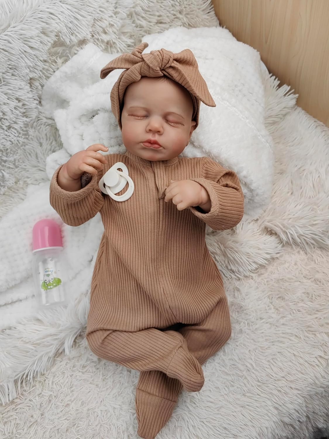 Pinky Reborn Dolls Eyes Closed Cute LouLou 20 inch 50 cm Reborn Baby Dolls with Hand-Drawing Hair Reborn Doll Real Soft Touch Cuddly Baby Girl Boy Toys