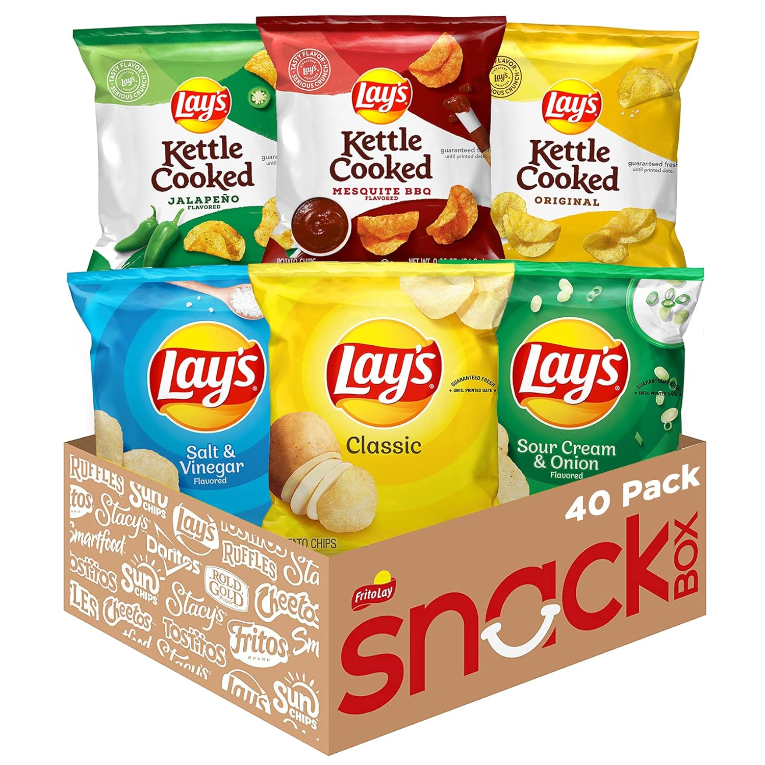 Lay's Potato Chips, Regular & Kettle Variety Pack, (Pack of 40)