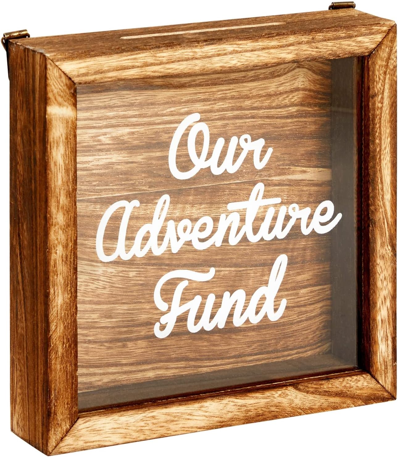 Our Adventure Fund, Vacation Shadow Box for Weddings, Honeymoon Savings Piggy Bank for Adults (7 x 7 Inches)