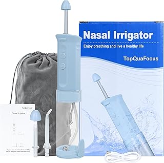 TopQuaFocus Nasal Irrigation Sinus Rinse System Nasal Irrigator with Telescopic Water Tank Neti Pot Combination Versatile Water Flosser Nose Washer 3 Nozzles 3 Modes Nose Cleaner for Adult & Kid
