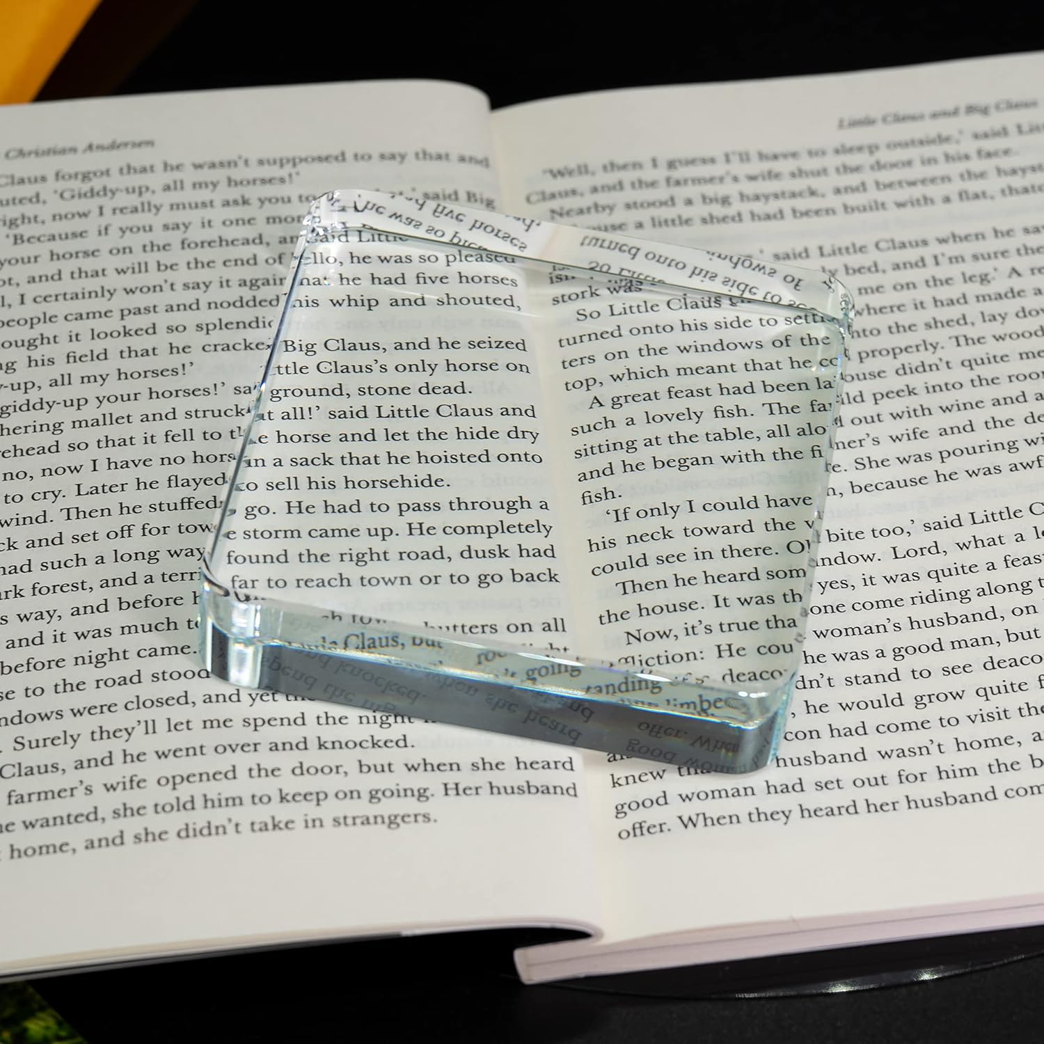 StayMax Clear Square Glass Block Paperweight