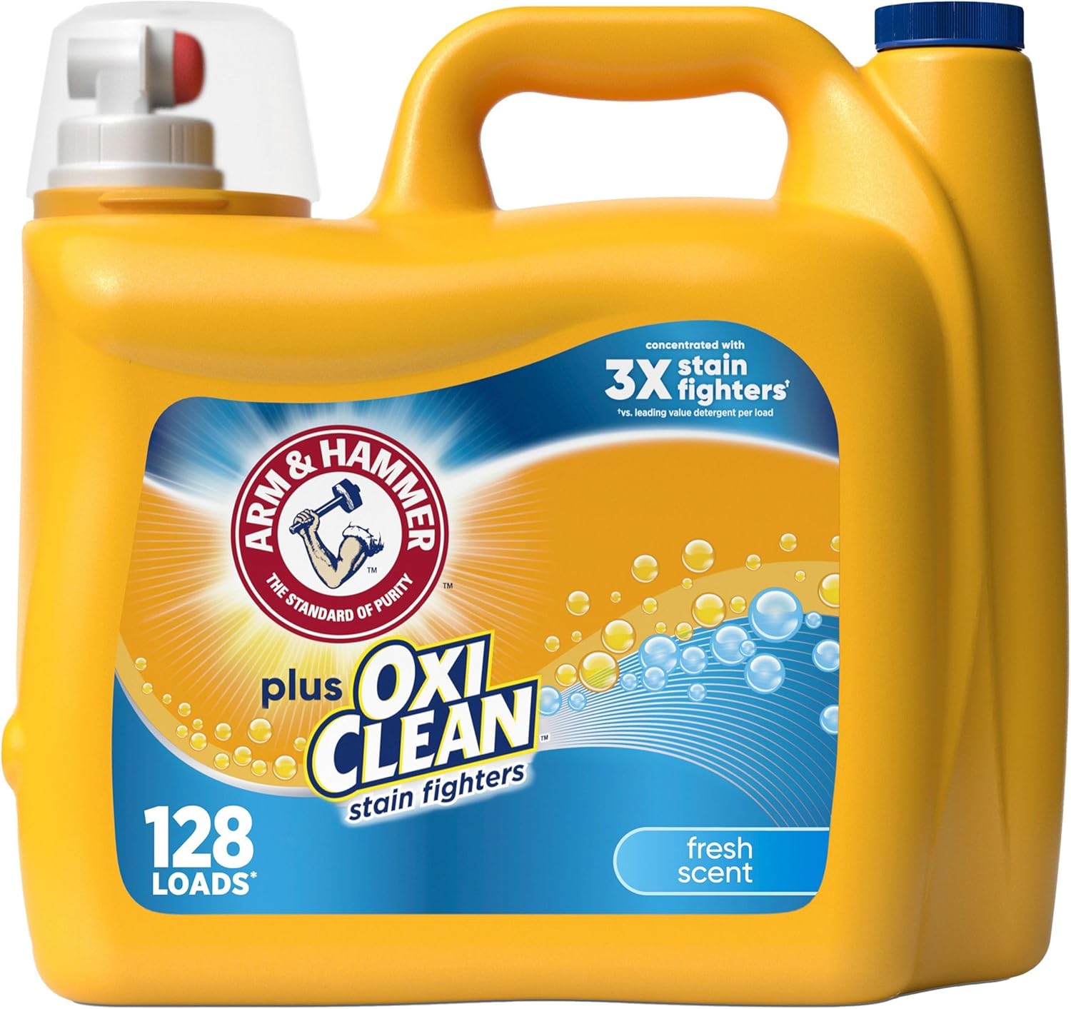 Arm & Hammer Plus OxiClean Fresh Scent, 128 Loads Liquid Laundry Detergent, 166.5 Fl oz