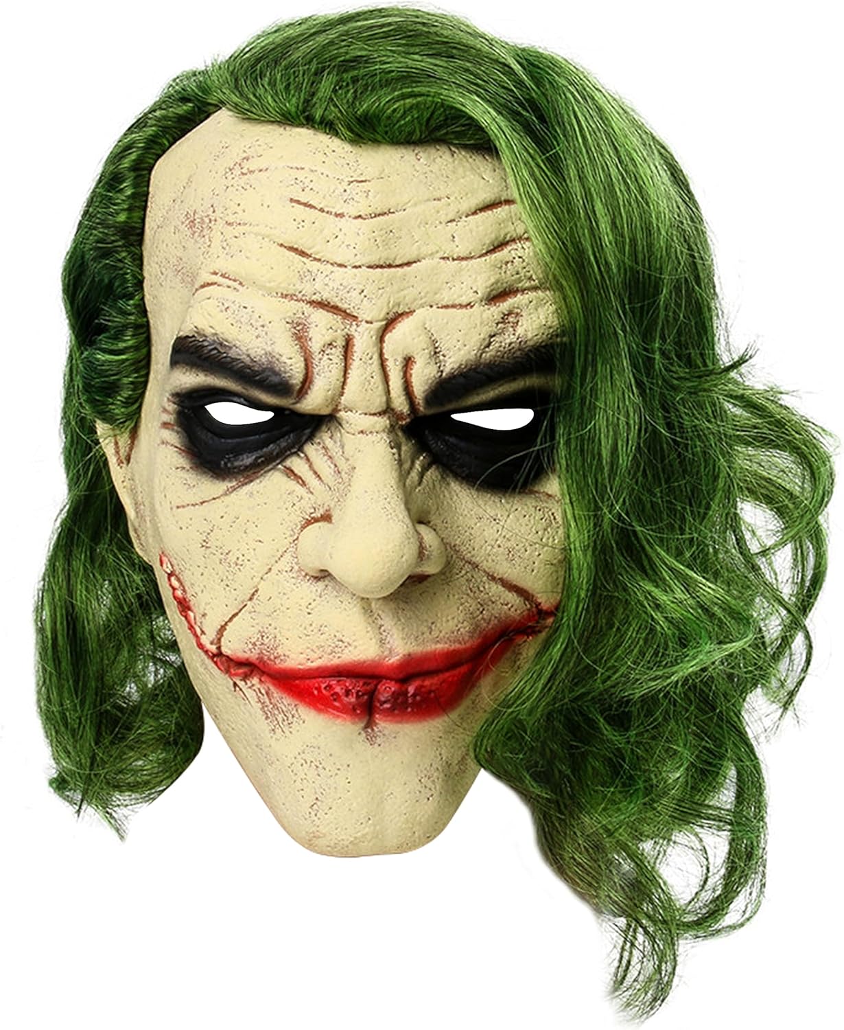 Halloween Clown Mask, Scary Cosplay Decorations Costume Prop, Horror Clown Mask for Adult, Scary Green Hair