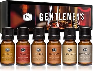 P&J Trading Fragrance Oil Gentlemen's Set | Leather, Sweet Tobacco, Teakwood, Bay Rum, Cedar, Sandalwood Candle Scents for Candle Making, Freshie Scents, Soap Making Supplies, Diffuser Oil Scents