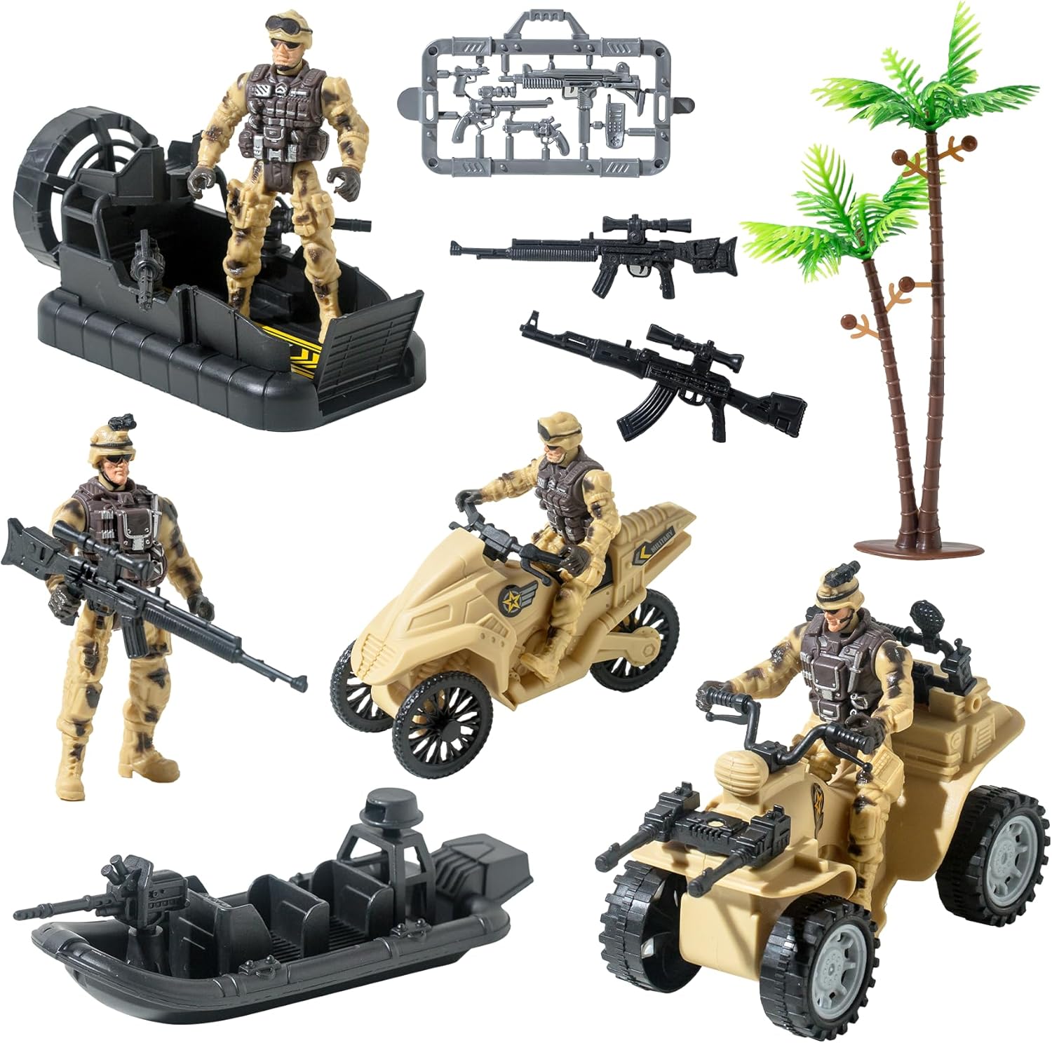 Military Soldier Men Action Figures, 11PCS US Army Soldier Plastic Figure Set Military Base Playset Vehicles Play Combat Toys, Army Toy Set for Kids Boys Age 3 4 5 6+