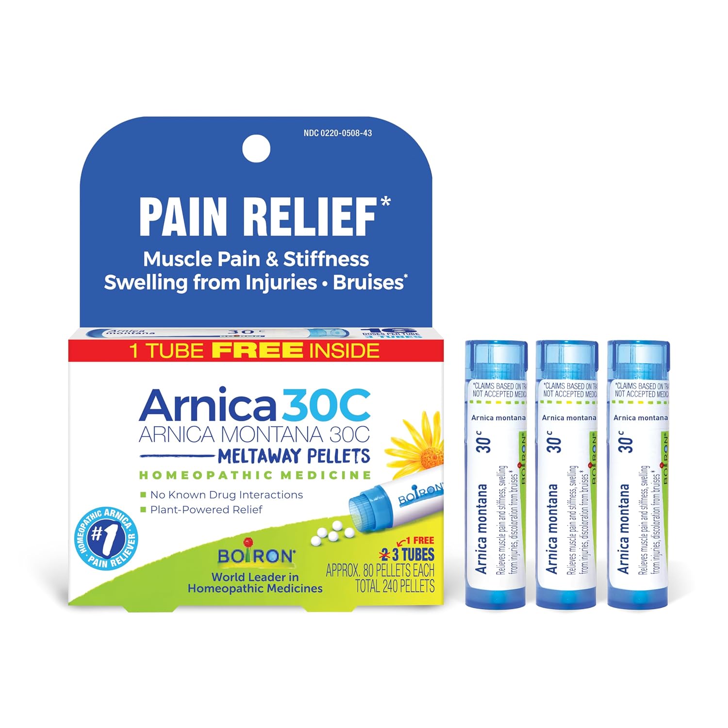 Boiron Arnica Montana, 1 Pack of 3 Tubes, 30C Pain Relief Medicine