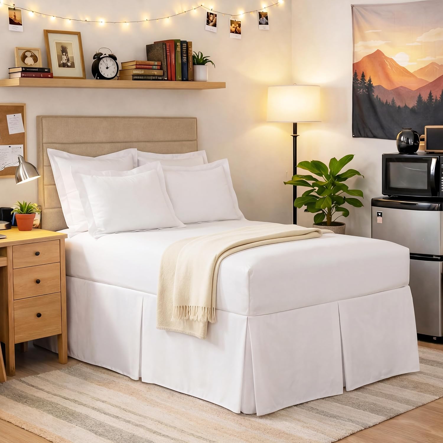 Spacemaker Extra-Long 21" Drop Length Bed Skirt, California King, White