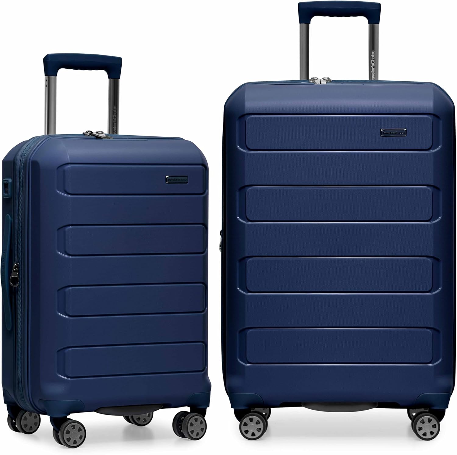 Traveler's Choice Pagosa Indestructible Hardshell Expandable Spinner Luggage, Navy, 2 Piece Set