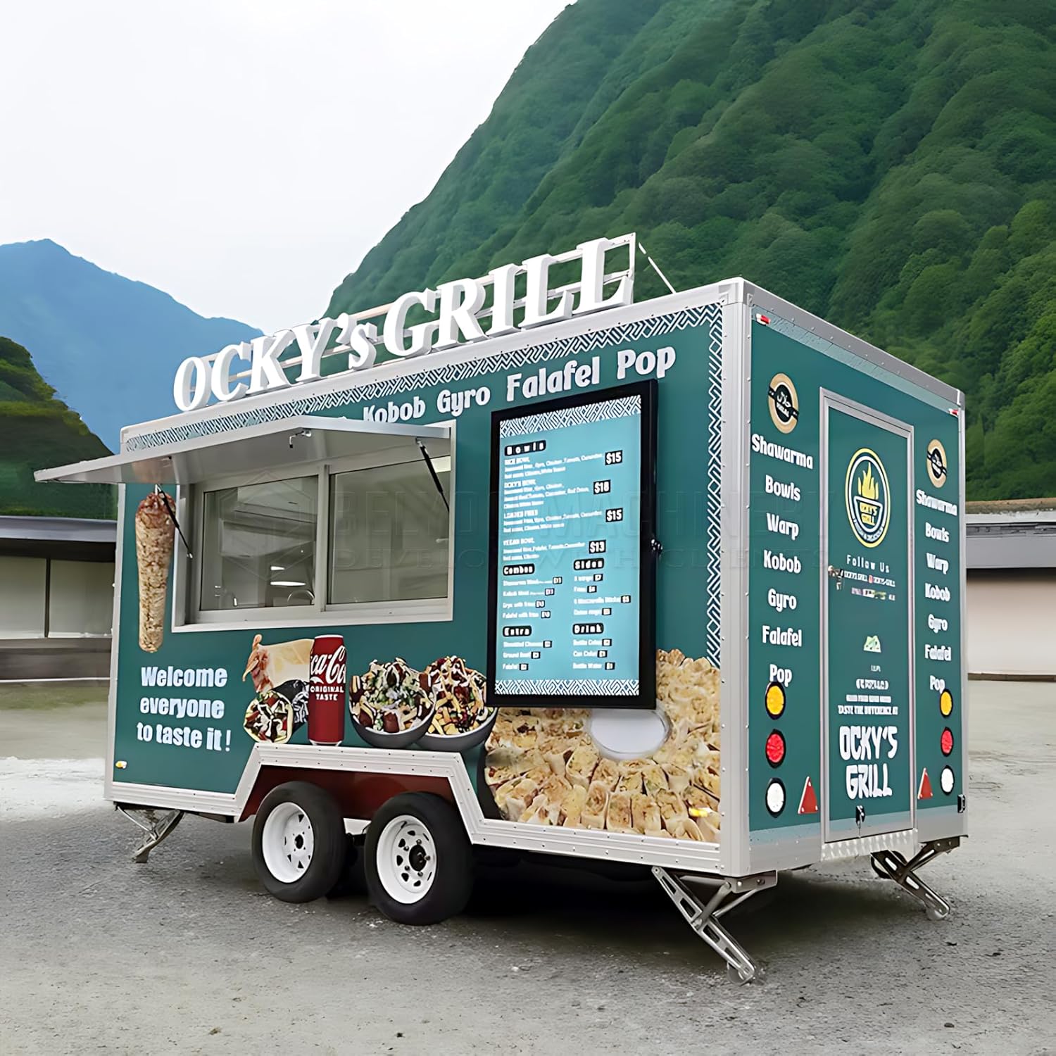 BELYOO Cart Coffee Trailer, Food Truck Trailer for Sale Utility Cart with Wheels