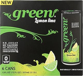 Green Soda Sparkling Lemon Lime with Real Fruit Juice, Naturally Sweetened, No Artificial Sweeteners, Natural Flavors, 66.9 Fluid Ounce (Pack of 4)