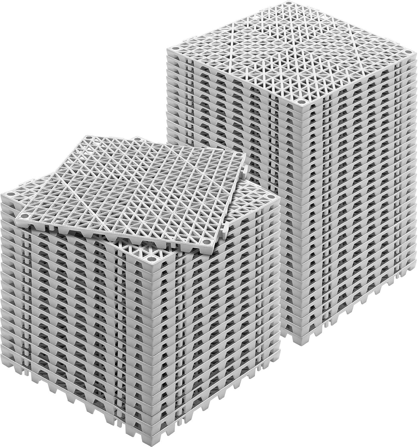 VEVOR Modular Interlocking Cushion, 50 Pack 12" x 12" Splicing Drainage Mats, Soft PVC Interlocking Drainage Floor Tiles, Non-Slip Drainage Holes for Restroom, Bathroom, Kitchen, Pool, Wet Areas, Gray