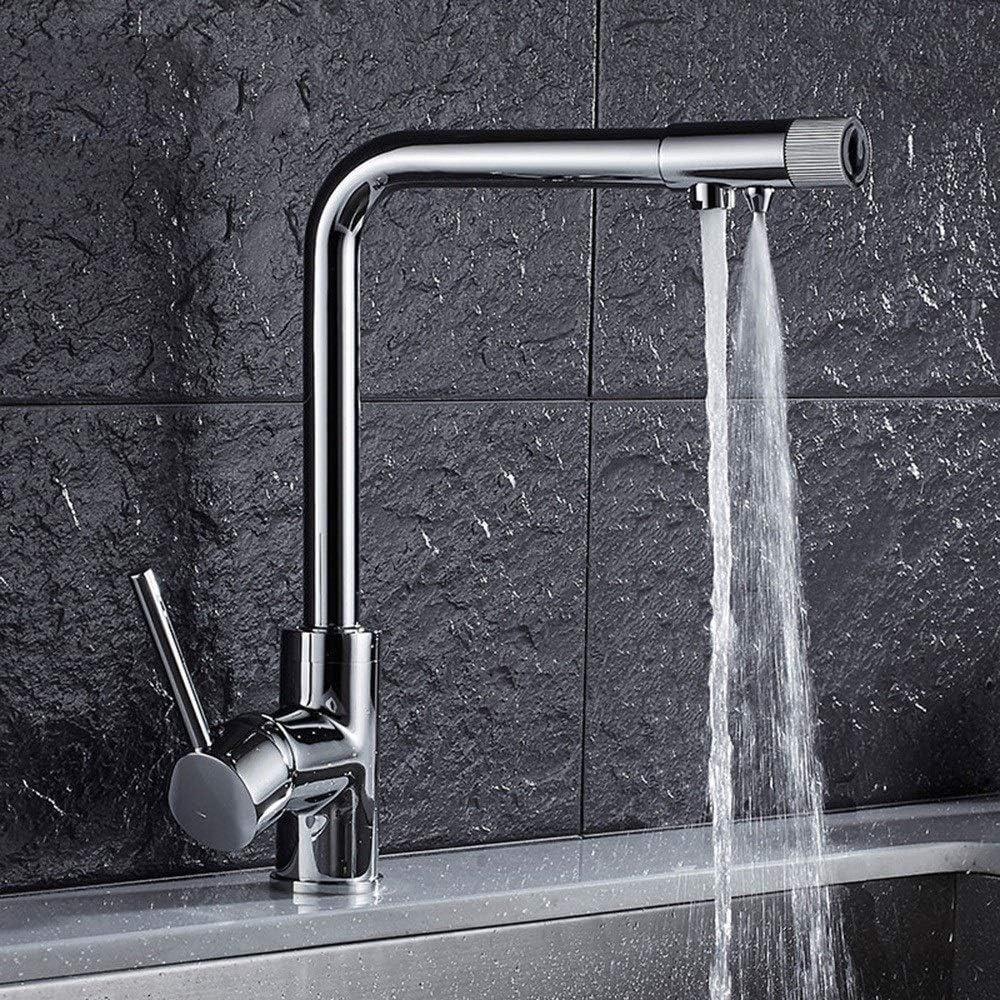 Wmmner Mixer Tap 360° Swivel Water Mixer Faucet 2 Way Spout Hot Cold Water Purifier Water Tap Chrome Silver Single Hole Kitchen Sink Mixing Valve Water Mixer Tap