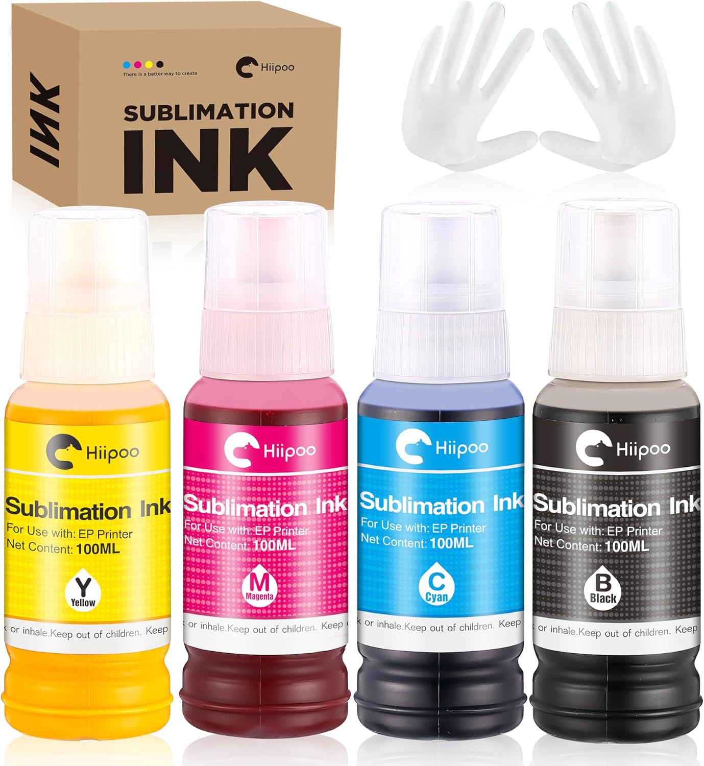 Hiipoo Sublimation Ink 522 Refilled Bottles Work with ET-2720 ET-2760 ET-2800 ET-15000 ET-2803 ET-2850 ET-3760 ET-4800 ET-4760 Inkjet Printer Heat Press Transfer on Mugs T-Shirts Pillows Phone Case
