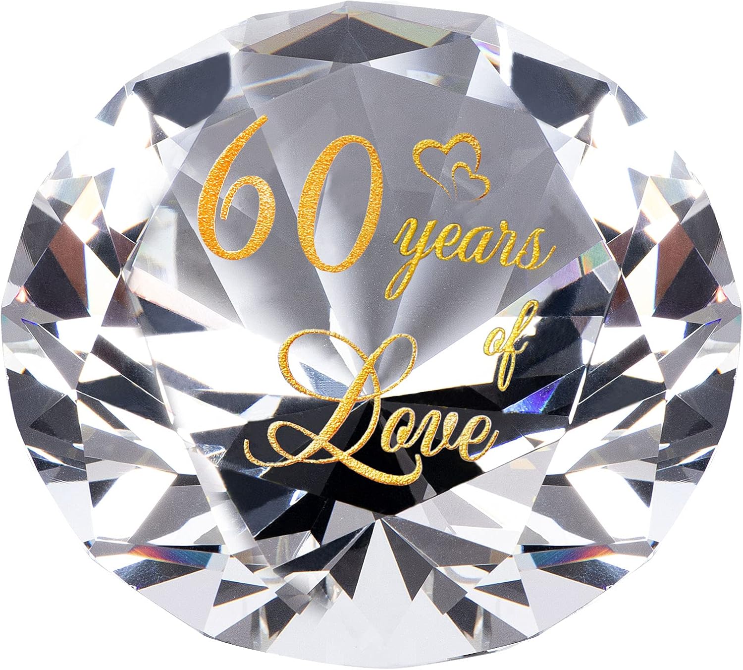 60 Years Anniversary Crystal Ornaments for Her Diamond Shaped Romantic Gifts K9 Glass Wedding Keepsake for Wife 60th Marriage Presents for Partner