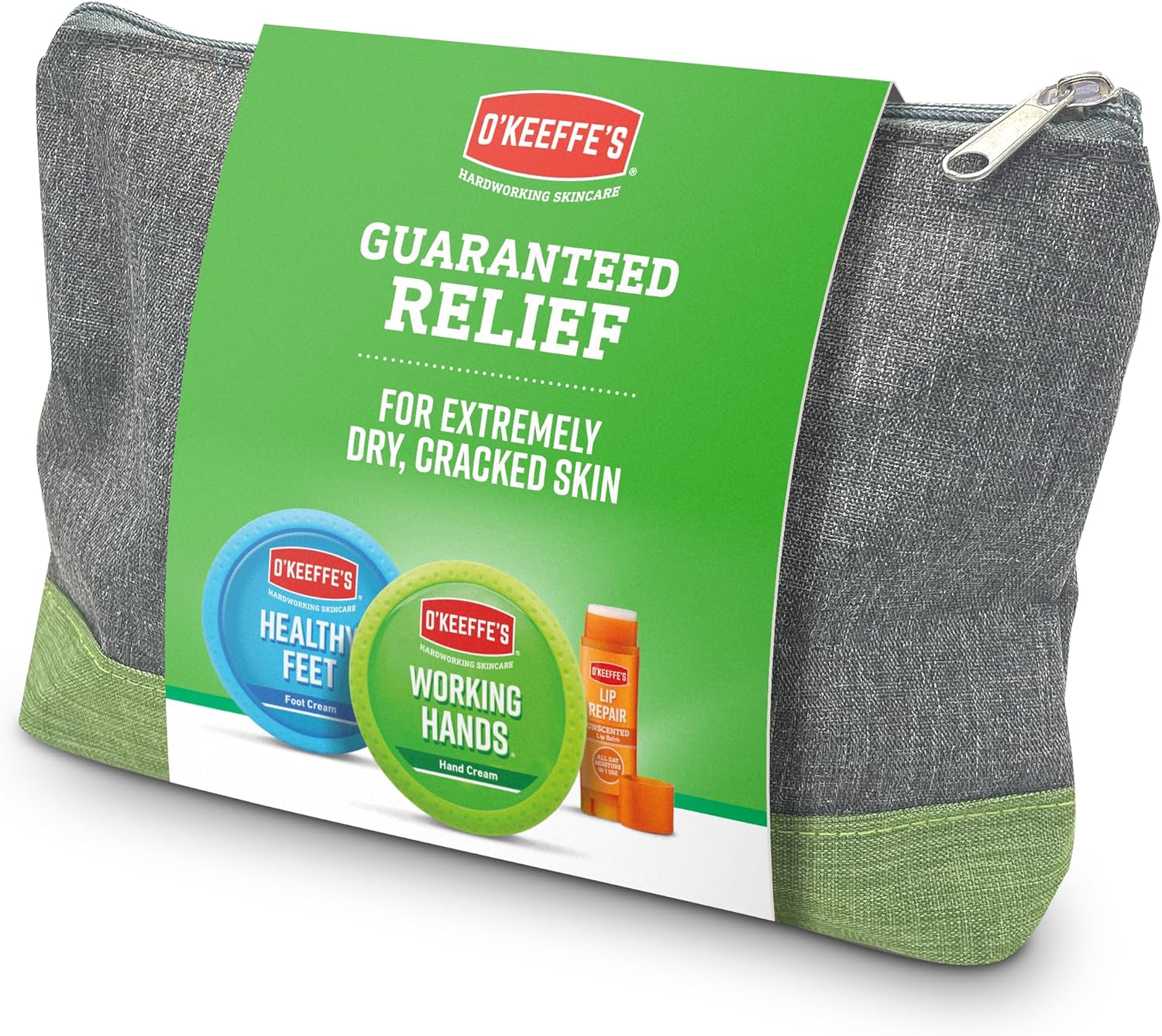 O'Keeffe's Skincare Gift Set - Includes Healthy Feet Jar 91g, Working Hands Jar 96g and Lip Repair Unscented Lip Balm 4.2g