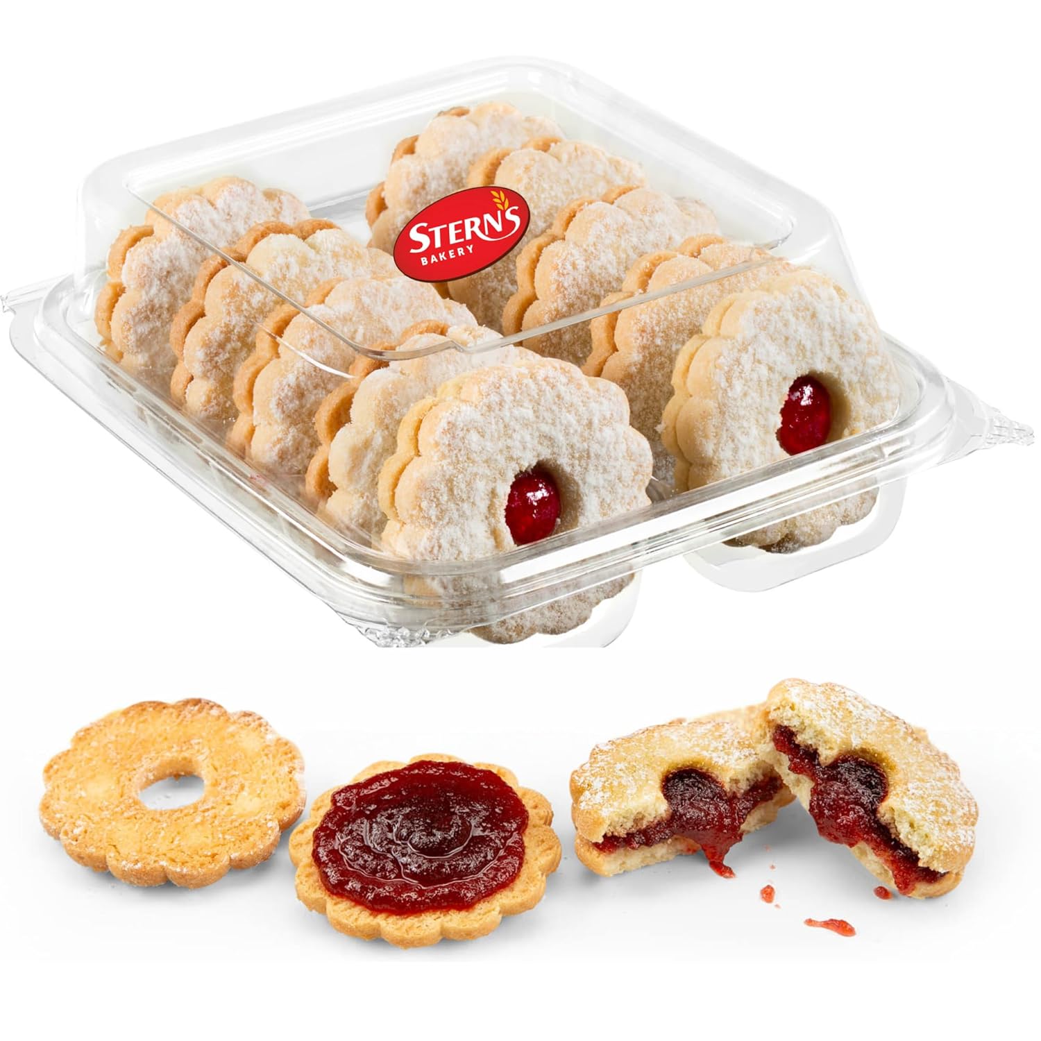 Linzer Tart Cookies | 10 Individually Wrapped Shortbread Cookies | Fresh & Delicious Italian Cookies | Linzer Tortes | Jelly Filled Cookies | Gourmet Cookies | 9 oz Stern’s Bakery