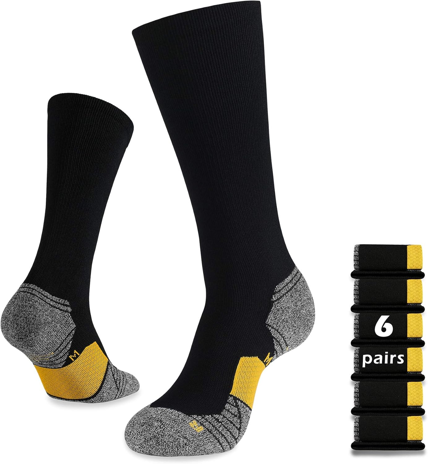 WANDER 3-6 Pairs Men's Athletic Run Cushion Over-the-Calf Tube Socks